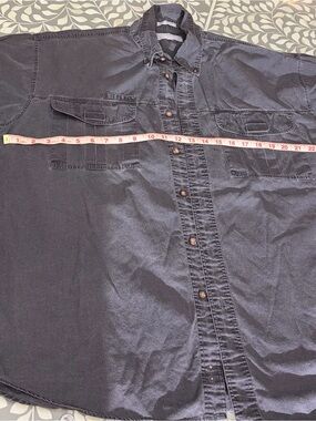Northwest Blue Black Men's Casual Button-Down Shirt with Chest Pockets